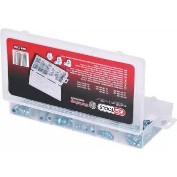 Smeernippelset ks tools 970.0360 — 70-delig, metrisch smeernippelkit