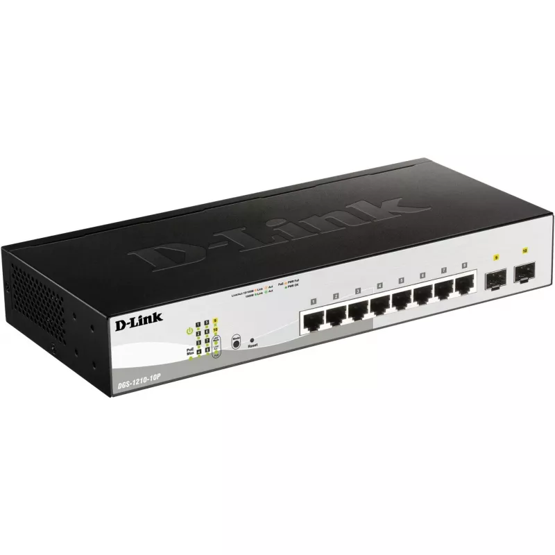 D-Link DGS-1210-10P managed L2 Gigabit Ethernet (10/100/1000) Power over Ethernet (PoE) 1U zwart