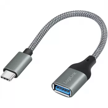 LogiLink USB 3.2 Gen1 Type-C-adapter C/M naar USB-A/F OTG aluminium 0,15 m