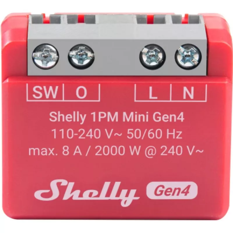 Shelly 1PM Mini Gen4 2-pack — Shelly Wi-Fi smartrelais met vermogensmeting, compacte modulevorm