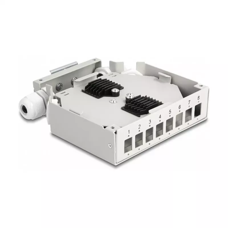 DeLOCK glasvezelverdeelbox DIN-rail 8 poorten grijs