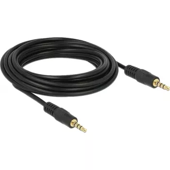 DeLOCK - audiokabel - 28 AWG - mini-jack 3,5 mm, 4-polig (m) - mini-jack 3,5 mm, 4-polig (m) - 5,0 m - afgeschermd - zwart (83438)