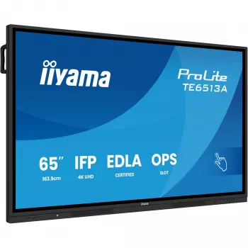 iiyama TE6513A-B1AG Signage Display Interactief flatscreen 163,8 cm (64,5 inch) Wi-Fi 500 cd/m² 4K Ultra HD zwart touchscreen geïntegreerde processor Android 18/7