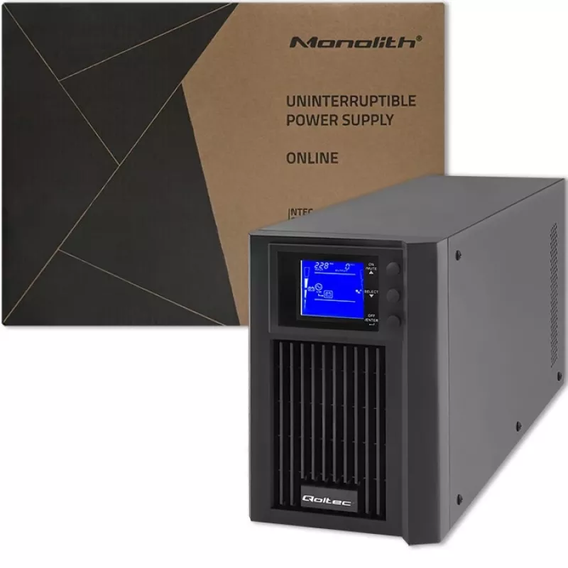 Uninterruptible power supply QOLTEC 53981 on line 2kVA, 2000 VA capaciteit