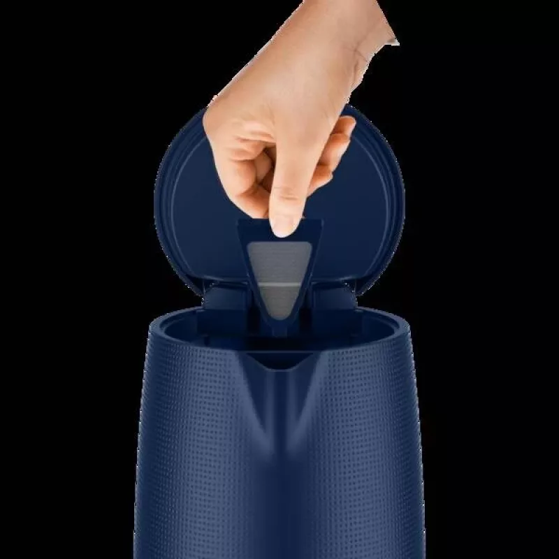 Elektrische waterkoker Tefal KO2M0410 — 1,7 L, 2400 W, blauw, waterniveau-indicator, antikalkfilter