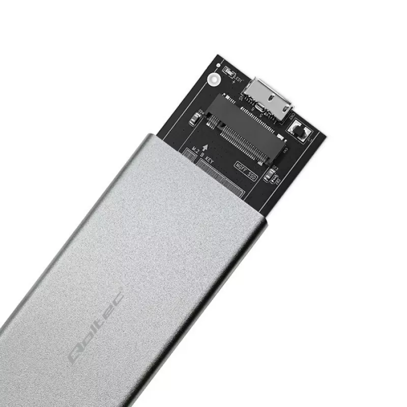 Aluminium behuizing QOLTEC 51833 voor M.2 SSD, SATA naar USB 3.0, ondersteunt tot 2 TB