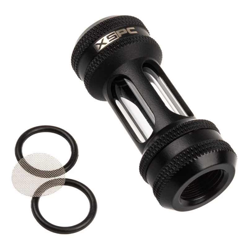 Inline-filter XSPC G1/4 inch matzwart voor vloeistofkoelcircuits