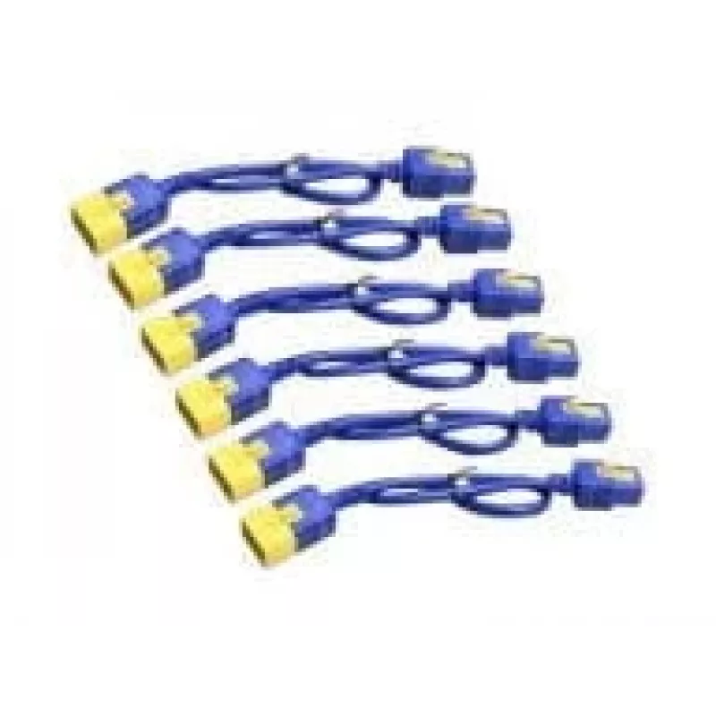 APC stroomkabelset (6 stuks), vergrendeling, C19 naar C20, 1,8 m, blauw, 1,8 m, C19-koppeling, C20-koppeling