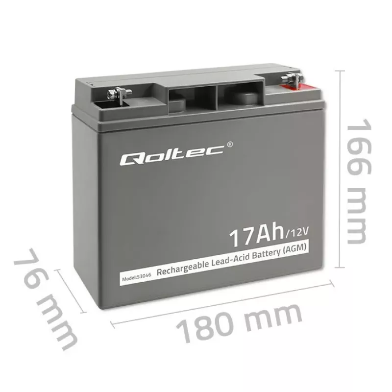 Qoltec 53046 AGM-accu 12 V 17 Ah, max. 255 A