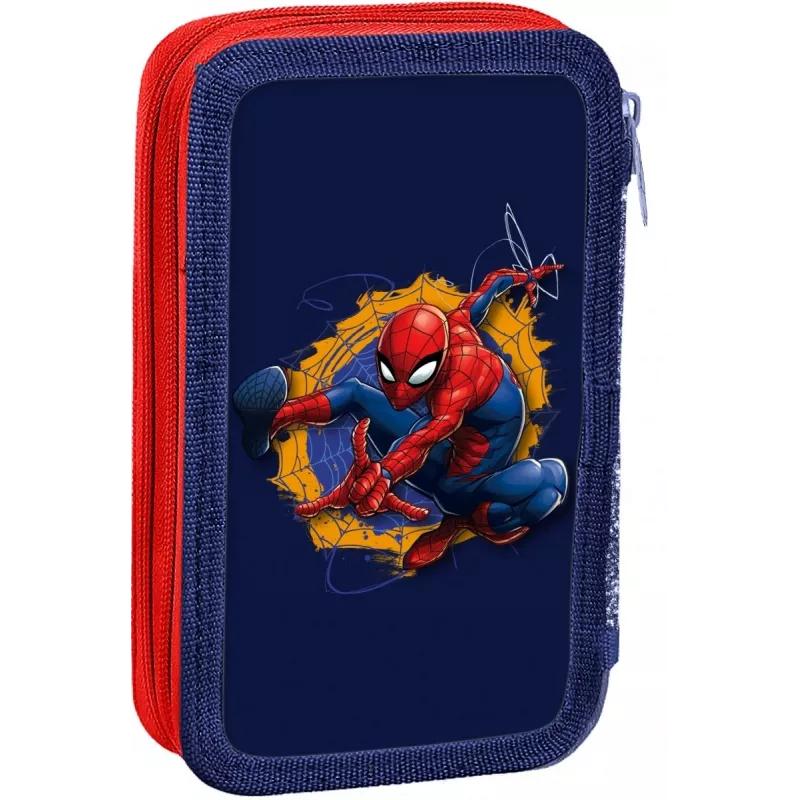 Etui Kids Euroswan 2 ritsen met accessoires Spiderman rood-blauw