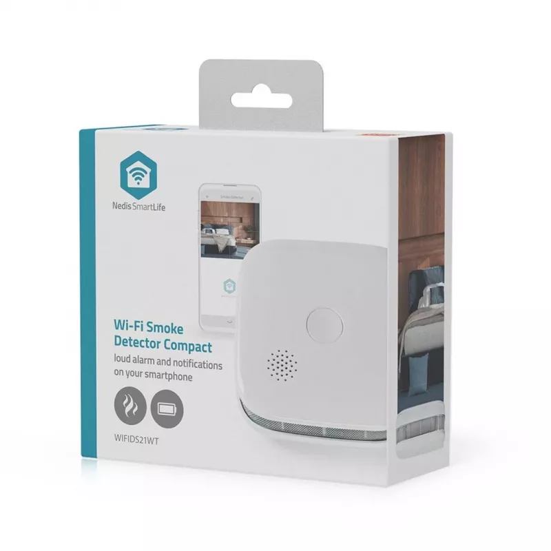 Rookmelder Nedis WIFIDS21WT slimme Wi‑Fi-rooksensor voor huisbeveiliging