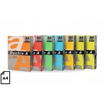 Kleurpapier Double A, 80 g, A4, 500 vel, Rainbow 5, 5 kleuren