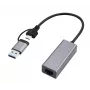 Gembird A-USB3AC-LAN-01 USB 3.1 + Type-C Gigabit-netwerkadapter, 1x RJ-45, 10/100/1000 Mbps, metalen behuizing, space grey