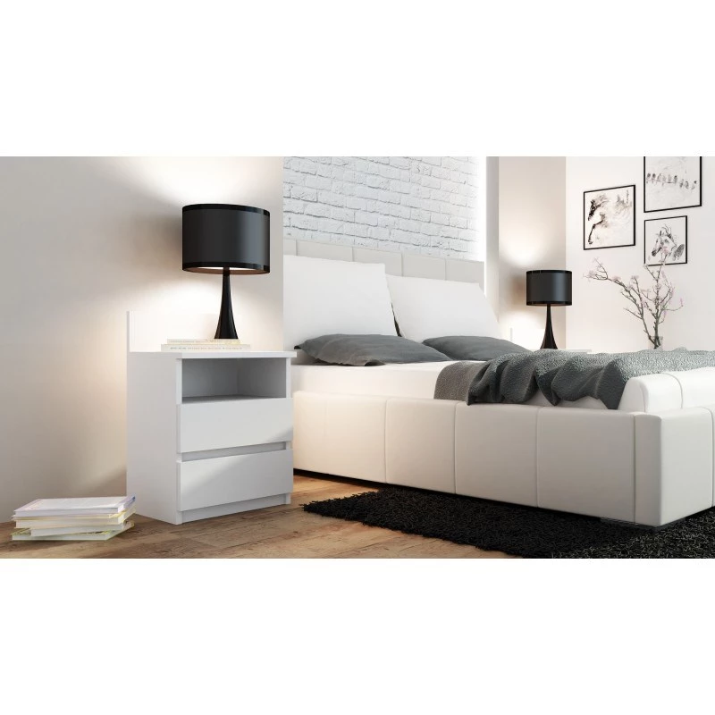 Topeshop M1 BIEL MAT nachtkastje 2 lade(s) wit