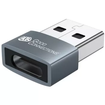 Good Connections adapter USB 2.0 stekker A naar USB-C bus aluminium behuizing grijs (USB-AD203)