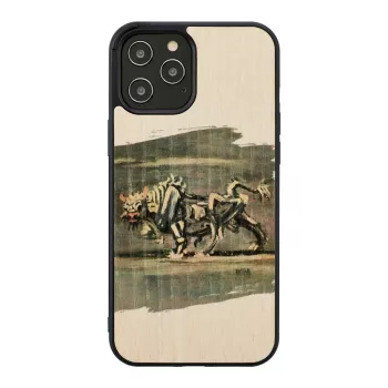 Telefoonhoes Man and Wood voor iPhone 12 / 12 Pro — wit stierenmotief