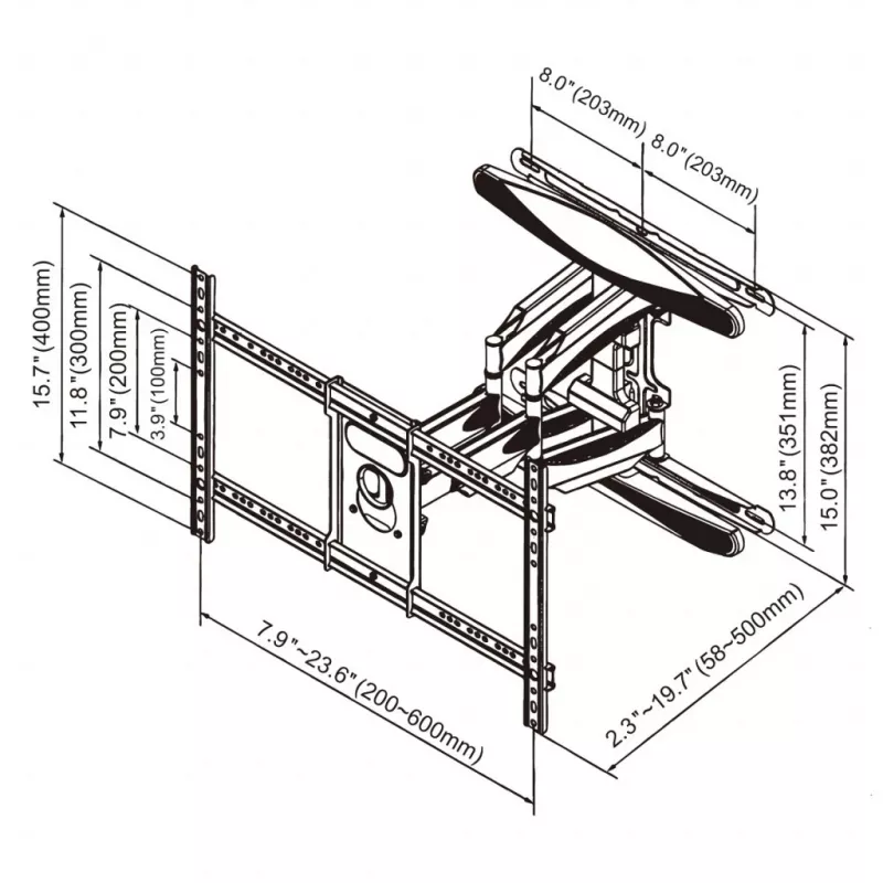 GART LCD/LED tv-beugel 40-75 45 kg verticale/horizontale verstelling 58-380 mm max. VESA 600x400