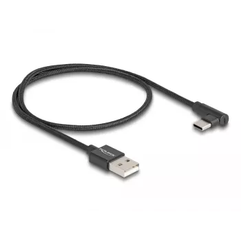 DeLOCK USB 2.0-kabel Type-A stekker naar USB Type-C stekker haaks 0,5 m zwart
