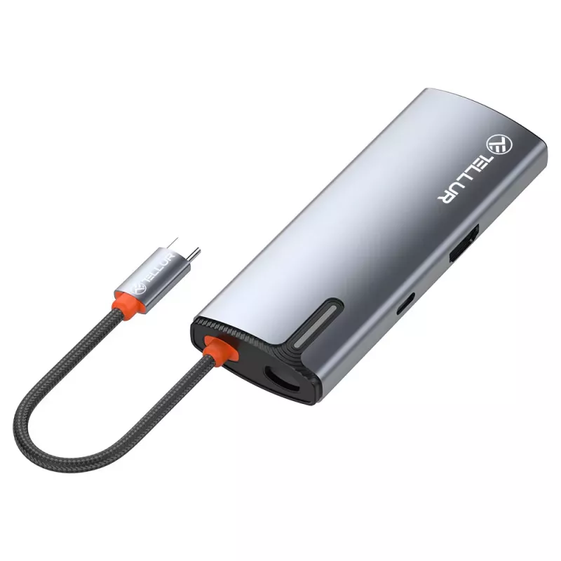 USB-C-hub Tellur TLL321061 met PD 3.0 100W, HDMI-uitgang en 3× USB 3.0-aansluitingen