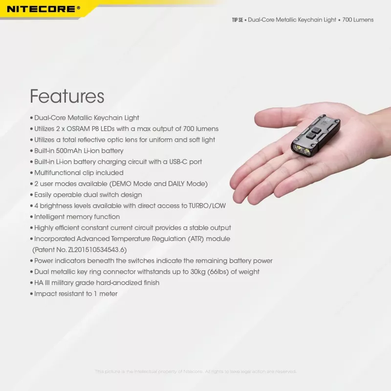 Nitecore TIP SE zwart hand-zaklamp LED