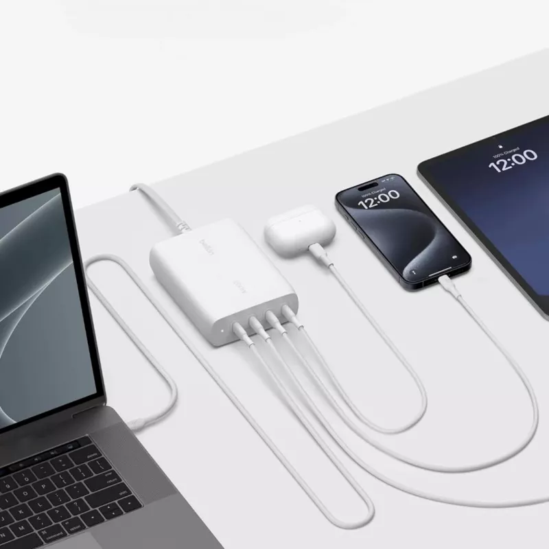 Belkin BoostCharge Pro 200 W 4-poorts USB-C GaN-wandlader, wit (WCH015VFWH)