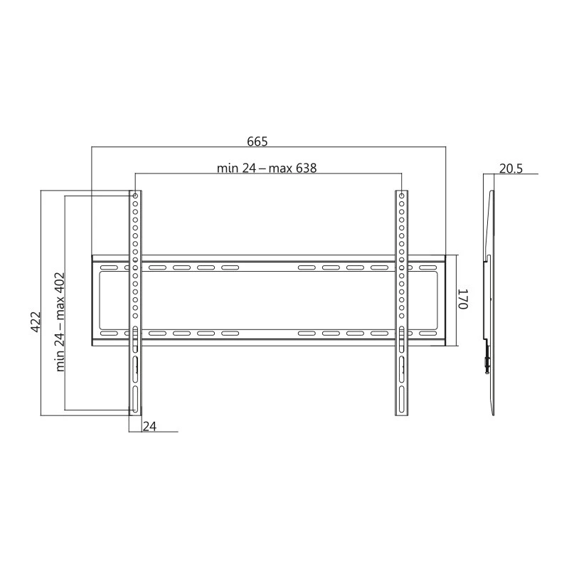 TV-beugel LogiLink BP0038 177,8 cm (70 inch) zwart roestvrijstaal