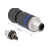 DeLOCK M12 connector A-gecodeerd 8-polig stekker schroefaansluiting
