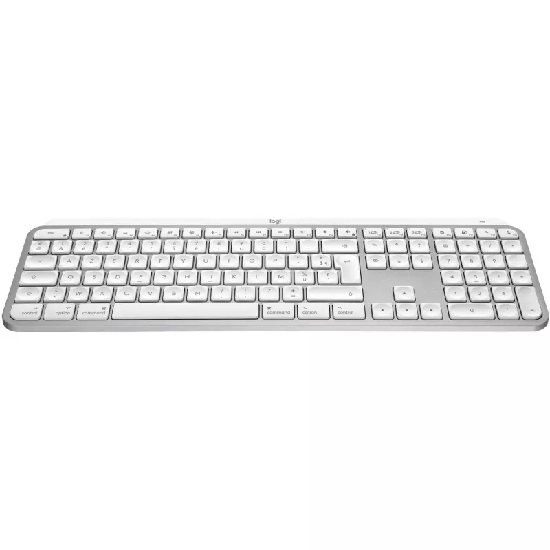 Logitech Master Series MX Keys S voor Mac - toetsenbord - volledig formaat - achtergrondverlichting - draadloos - Bluetooth LE - AZERTY - Frans - lichtgrijs (920-011626)