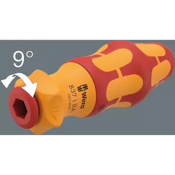 837 i RA Kraftform Kompakt VDE handgreep met ratelfunctie, schroevendraaier rood/geel, voor Wera VDE-wisselbladen