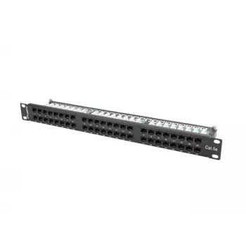 Patchpaneel LANBERG PPU5-1048-B 1U, 48 poorten Cat5e, zwart, 445×102×44,5 mm