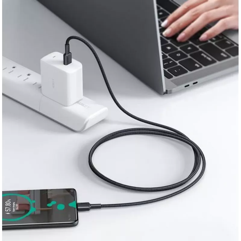 Aukey CB-CD45 USB-C naar USB-C-kabel, Quick Charge, 0,9 m, zwart