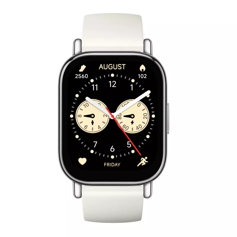 Smartwatch Xiaomi Redmi Watch 5 Lite — 1,96 inch AMOLED, GPS, 470 mAh, gouden behuizing, witte TPU-band