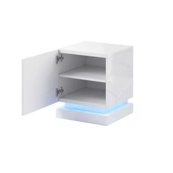 Nachtkastjesset cama meble QIU, 2 stuks, MDF, wit hoogglans, 46×41,5×53 cm