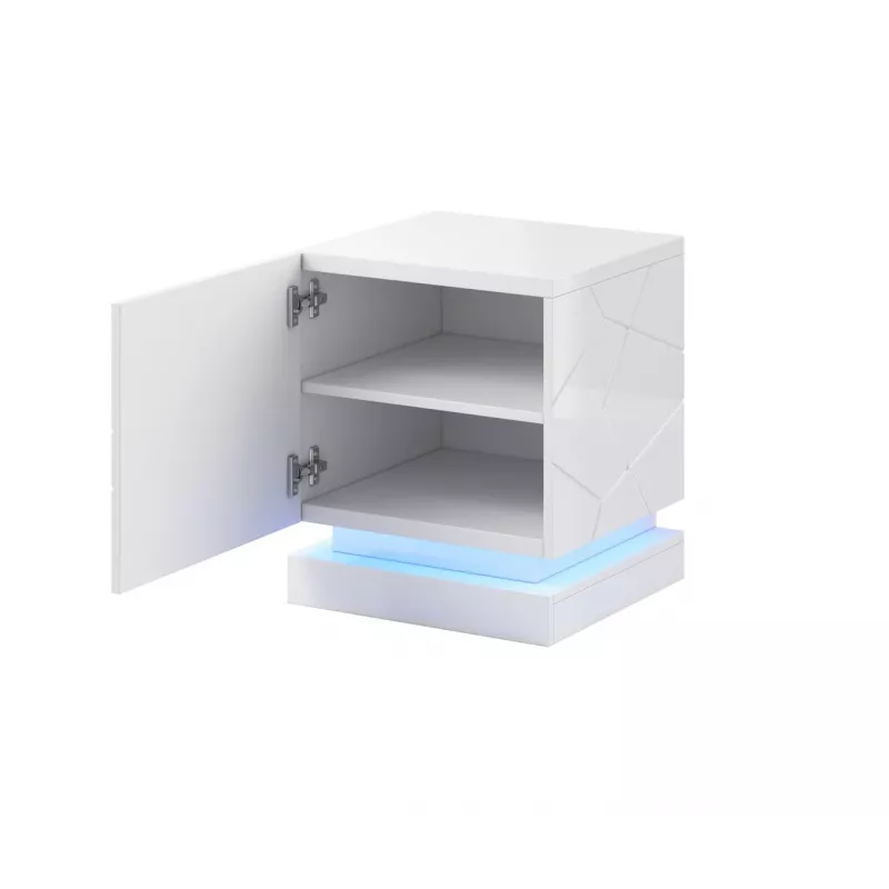 Nachtkastjesset cama meble QIU, 2 stuks, MDF, wit hoogglans, 46×41,5×53 cm