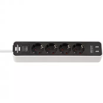 Power Extension Brennenstuhl Ecolor 1,5m 4 AC-stopcontacten binnen zwart wit