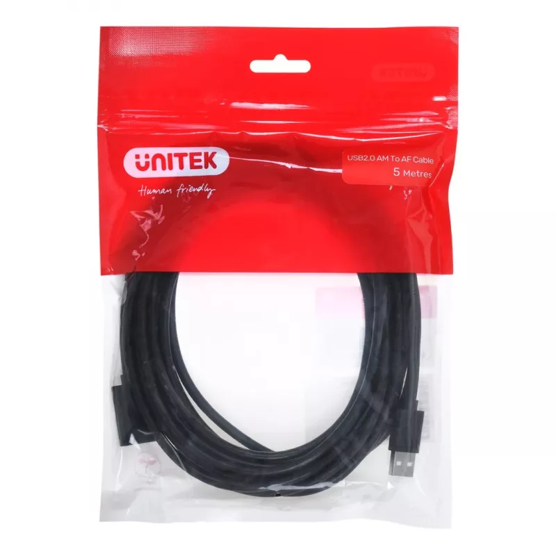 USB-verlengkabel Unitek Y‑C418GBK 5 m USB A naar USB A USB 2.0, zwart