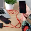 UNITEK C4049RD USB-kabel 1,2 m USB A USB C/Micro-USB B/Lightning rood