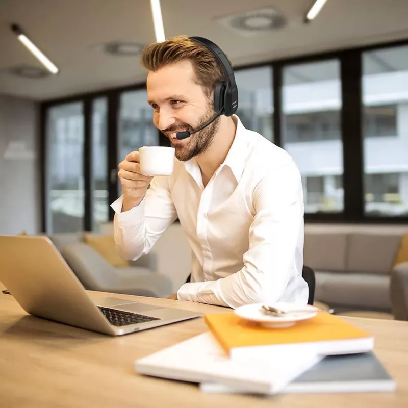Audiocore 74452 Bluetooth-headset koptelefoon ruisonderdrukking microfoon callcenter Google Siri kantoor draadloos