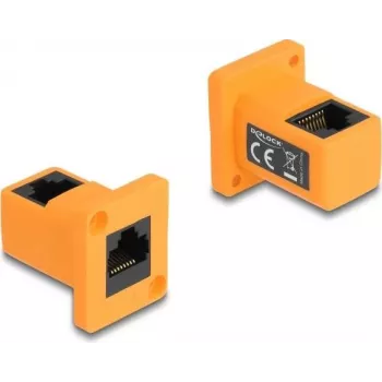 D-Type-module RJ45 bus naar bus 90° haaks oranje