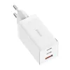 Wandlader Baseus GaN5 Pro 65W — USB + 2×USB-C (QC3.0, PD3.0) met 1m USB-C-kabel, wit