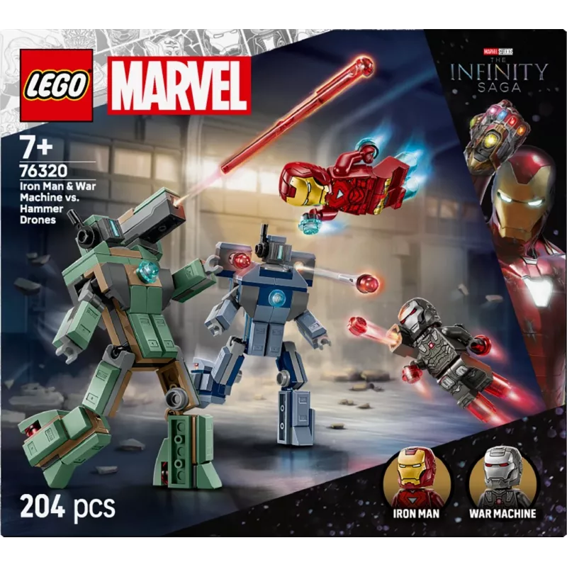 Constructiespeelgoed LEGO Marvel Super Heroes Iron Man War Machine set 76320, 204 onderdelen, 2 minifiguren, 100 mm hoogte