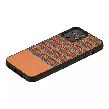 Beschermhoes man and wood voor iPhone 12 Pro Max — bruin ruitpatroon met zwarte accenten