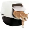 Kattenbak met kap Rotho Bailey zwart wit 560×400×390 mm, koolstoffilter, handgreep, deurtje
