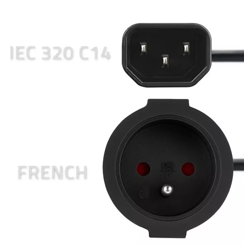 Netadapter QOLTEC IEC 320 C14 naar Franse stekker, 0,15 m kabel