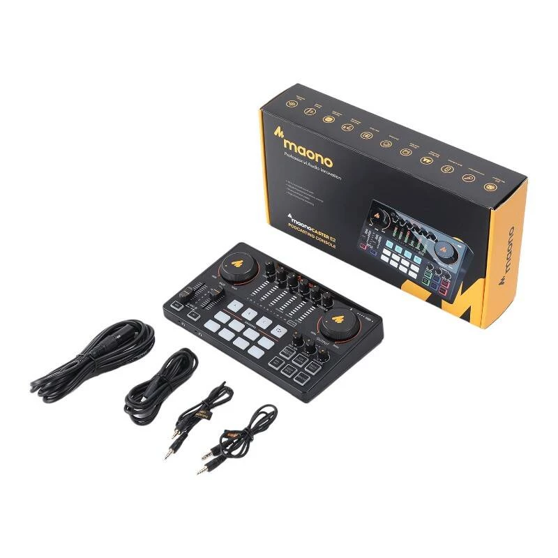 USB-audio-interface MAONO AME2 zwart met ingebouwde effecten, compacte desktop-soundcard