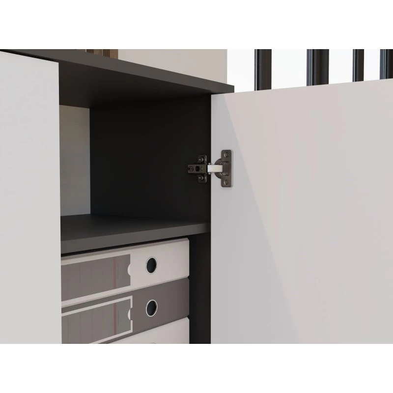 OLIV 2D CLOSED SHELVING UNIT, antraciet/wit SET