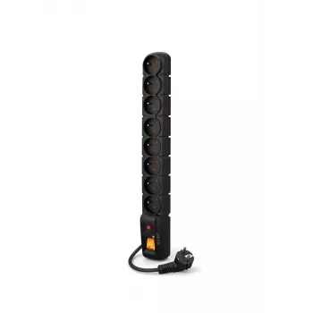ACAR S8 zwart 8 AC-stopcontacten 230 V 5 m