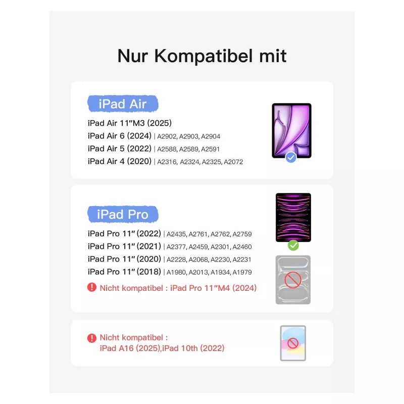inateck toetsenbord iPad 11 iPad Air 4e/5e gen. compatibel QWERTZ lila