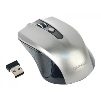 Draadloze muis GEMBIRD MUSW-4B-04-BG — rechtshandig, optisch 1600 DPI, 4 knoppen, RF Wireless, zwart/grijs