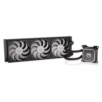 All-in-one-vloeistofkoeler ENDORFY Navis F360 ARGB zwart — 360mm-radiator, 3x 120×25 mm ventilatoren, 250–1800 tpm, pomp 1600–2600 tpm, ondersteuning voor LGA 1700/AM5/AM4